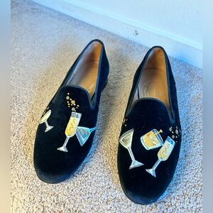 STUBBS & WOOTTON Celebrate Black Velvet Women’s Slipper, Size 9